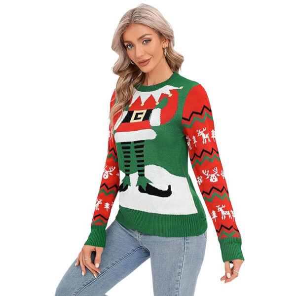 W014 Ugly Christmas Sweaters Green Elf