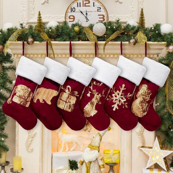 Christmas Stockings Gold Sequins