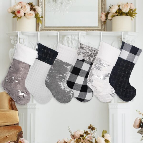 Black White Gray Christmas Stockings