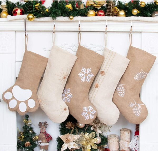 Burlap Linen Christmas Stockings