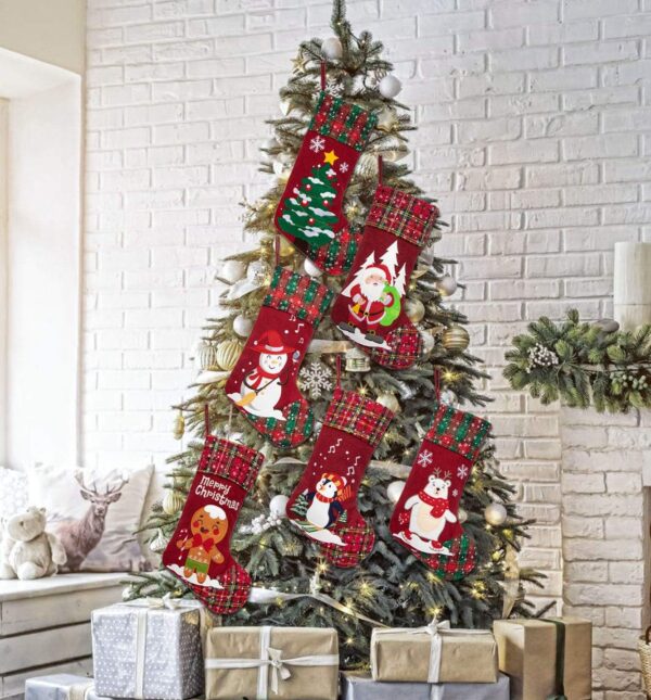 Linen Applique Christmas Stockings - 图片 5