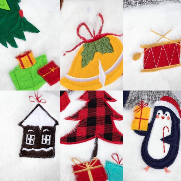 Christmas Stockings Gray Burlap - 图片 4