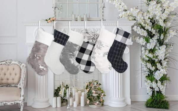 Black White Gray Christmas Stockings - 图片 3