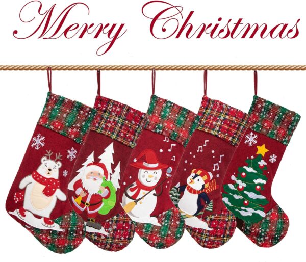 Linen Applique Christmas Stockings - 图片 3