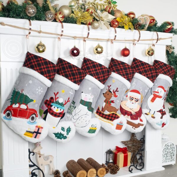 Christmas Stockings Red Plaid - 图片 2