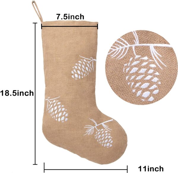 Burlap Linen Christmas Stockings - 图片 3