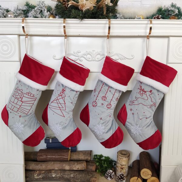 Thin Line Embroidery Christmas Stocking