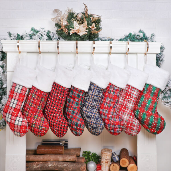 Christmas Stocking Plaid Snowflake