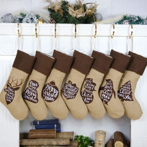 Coarse Linen Silhouette Christmas Stocking