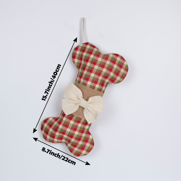 Christmas Ball Plaid Dog Christmas Stocking - 图片 4