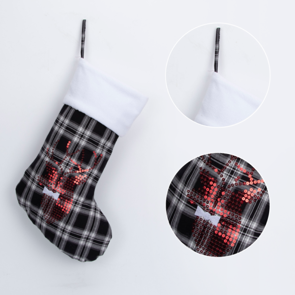 Sequin Plaid Christmas Stocking - 图片 2