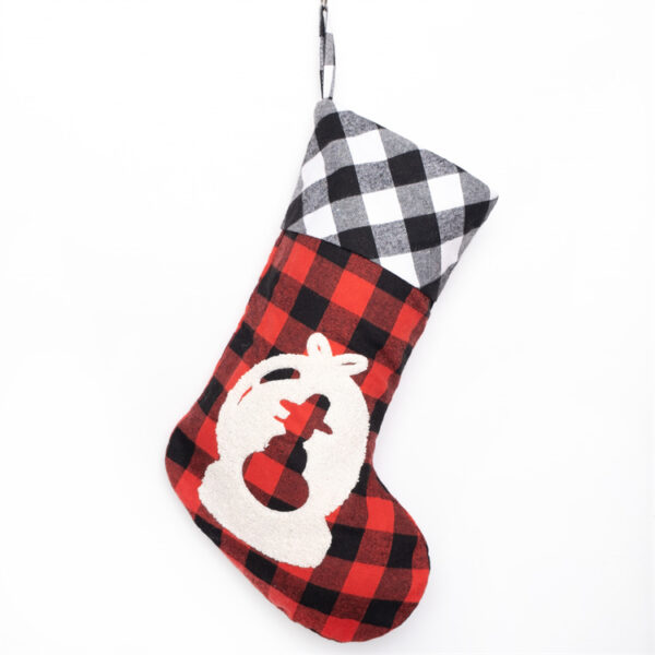 Red Black Check Christmas Stocking - 图片 2