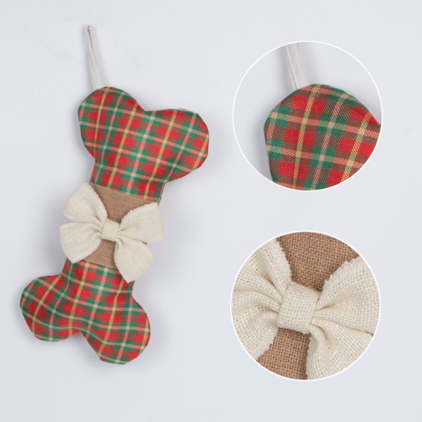 Christmas Ball Plaid Dog Christmas Stocking - 图片 2