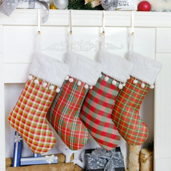 Christmas Ball Plaid Christmas Stocking