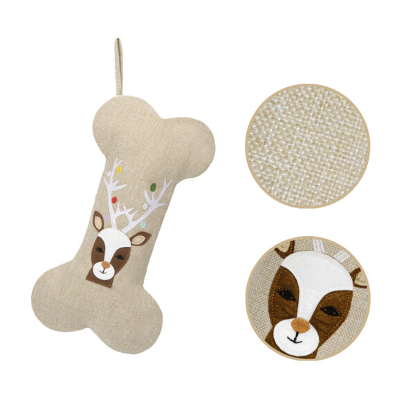 Burlap Dog Christmas Stocking - 图片 2