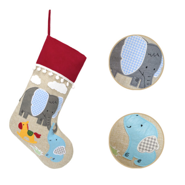 Christmas Stocking Embroidered Linen - 图片 2