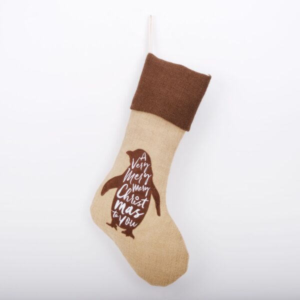 Coarse Linen Silhouette Christmas Stocking - 图片 2