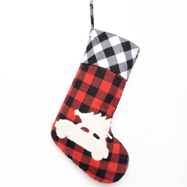 Red Black Check Christmas Stocking - 图片 3