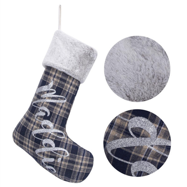 Glitter Name Plaid Christmas Stocking - 图片 3