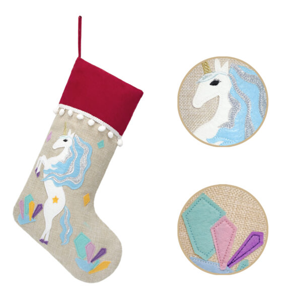 Christmas Stocking Embroidered Linen - 图片 4