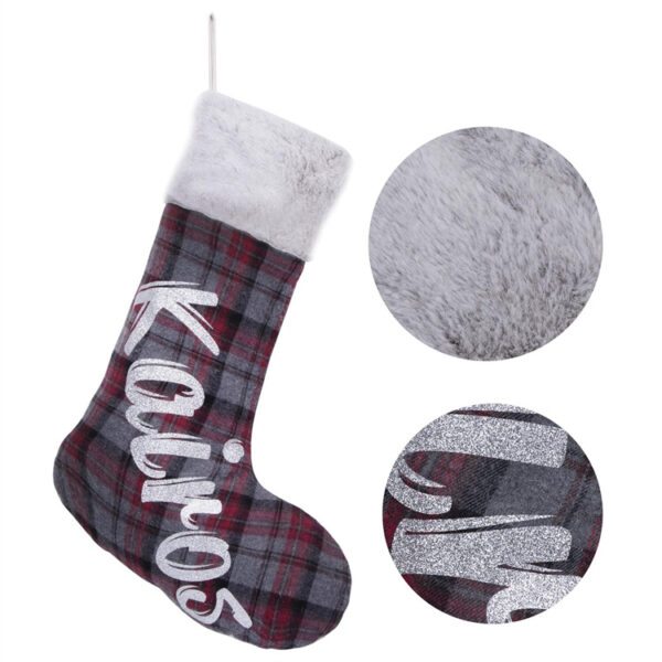 Glitter Name Plaid Christmas Stocking - 图片 4