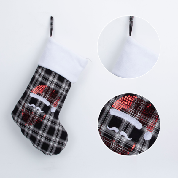 Sequin Plaid Christmas Stocking - 图片 5