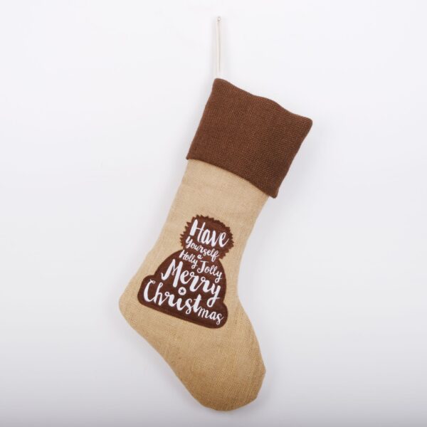 Coarse Linen Silhouette Christmas Stocking - 图片 5