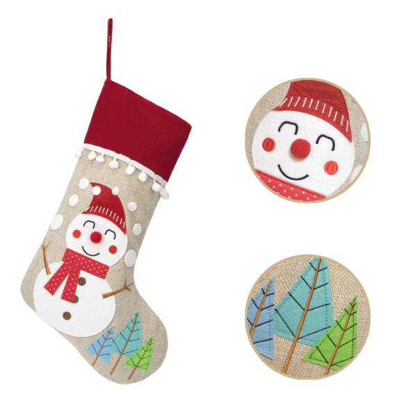 Christmas Stocking Embroidered Linen - 图片 6