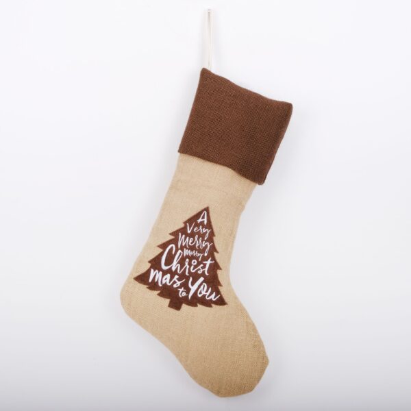 Coarse Linen Silhouette Christmas Stocking - 图片 6