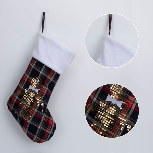 Sequin Plaid Christmas Stocking - 图片 6