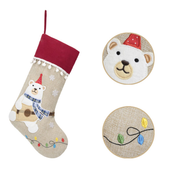 Christmas Stocking Embroidered Linen - 图片 7