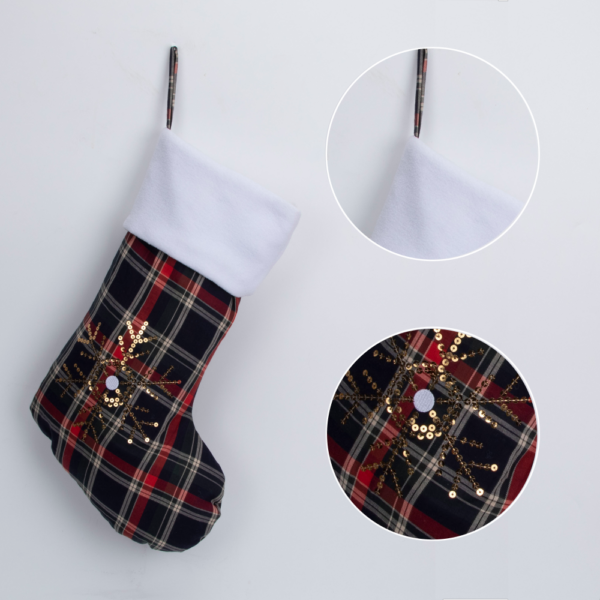 Sequin Plaid Christmas Stocking - 图片 7