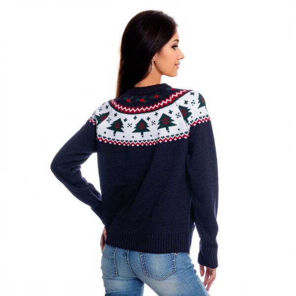 W003 Navy Blue Cardigan Ugly Christmas Sweaters - 图片 3