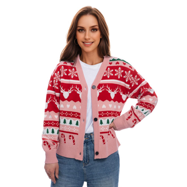 Deer Head Cardigan Ugly Christmas Sweaters