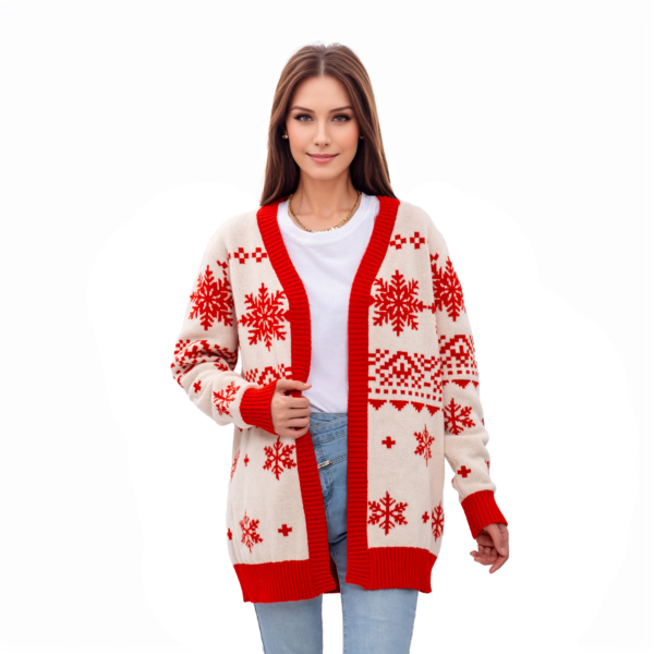 Red Snowflake Ugly Christmas Sweaters - 图片 2