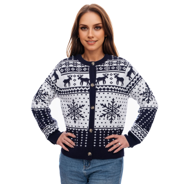 W008 Retro Navy Ugly Christmas Sweaters - 图片 2