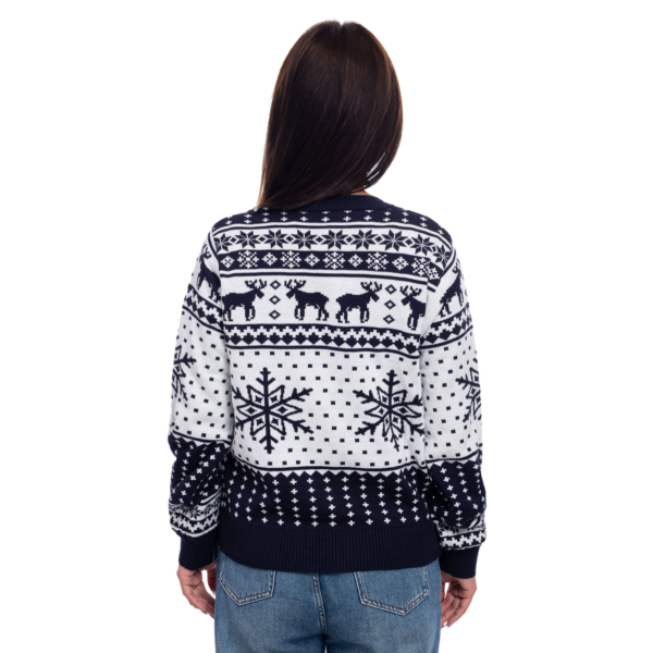 W008 Retro Navy Ugly Christmas Sweaters - 图片 3