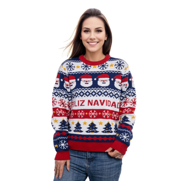 W025 Snowflake Tree Grid Ugly Christmas Sweaters