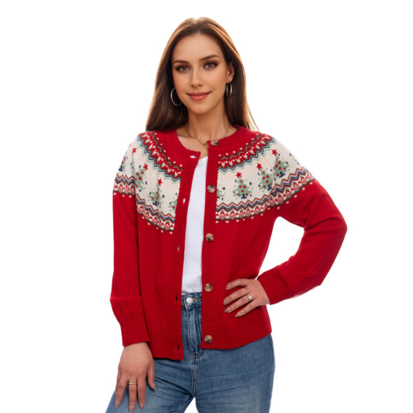 W009 Vintage Red Tree Ugly Christmas Sweaters - 图片 2