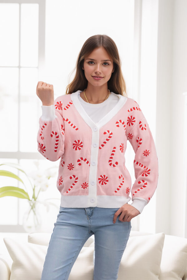 W022 Candy Pink Ugly Christmas Sweaters - 图片 5