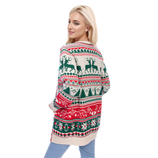 W002 Retro Beige Ugly Christmas Sweaters - 图片 4