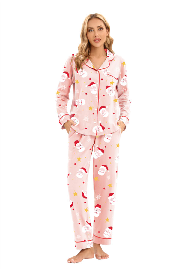 W033 Pink Santa Christmas Pajamas - 图片 3