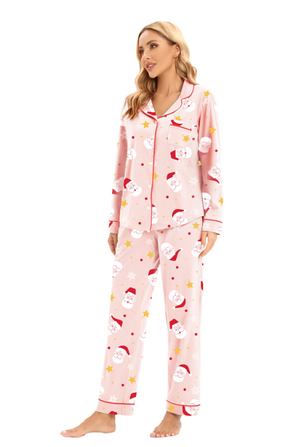 W033 Pink Santa Christmas Pajamas - 图片 4