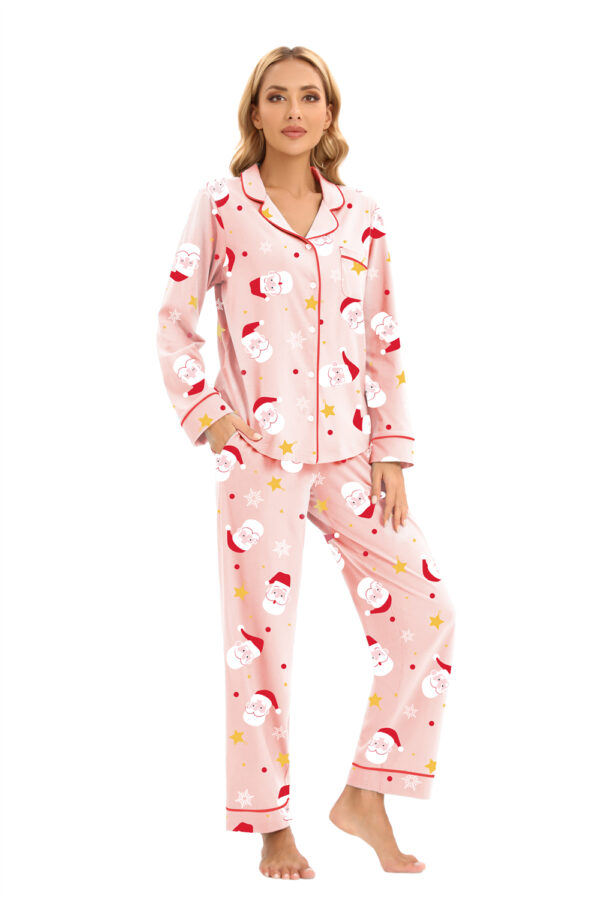 W033 Pink Santa Christmas Pajamas - 图片 5