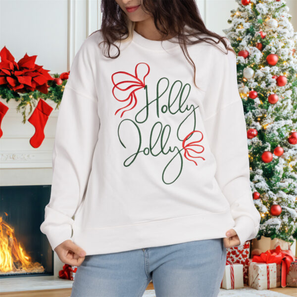 Embroidered Letter Christmas Sweathshirt - 图片 2