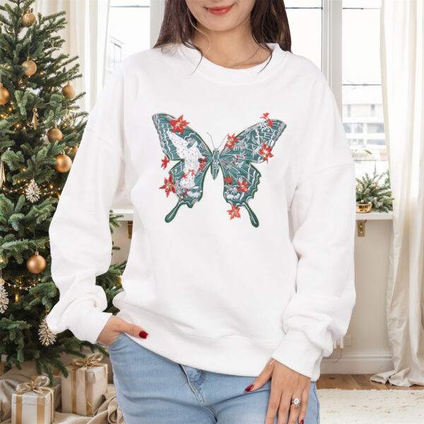 Embroidered Butterfly Christmas Sweatshirt