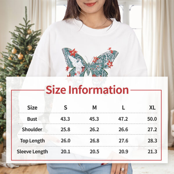 Embroidered Butterfly Christmas Sweatshirt - 图片 4