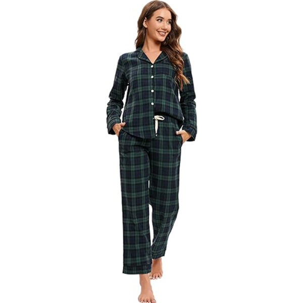 W029 Green & Blue Plaid Christmas Pajamas