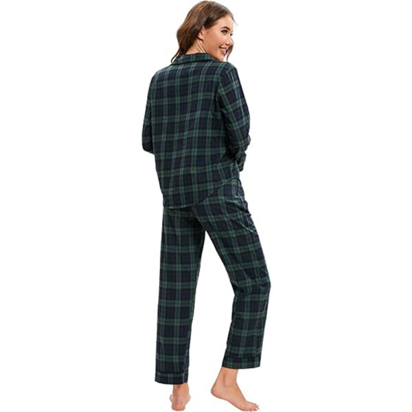 W029 Green & Blue Plaid Christmas Pajamas - 图片 5